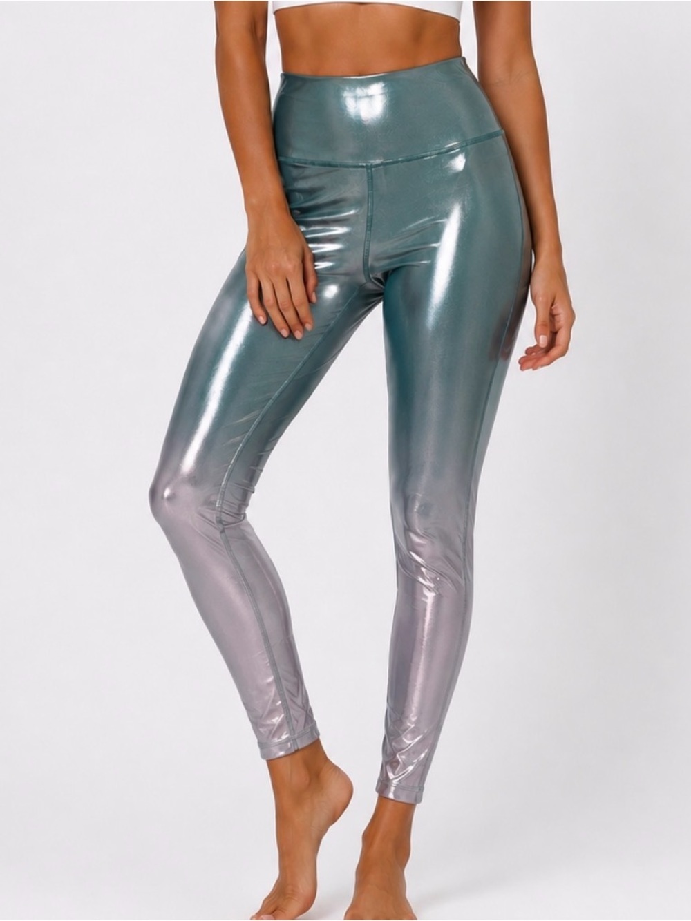 Lululemon high-rise ombré Shine Shimmery Teal High-Waist Leggings liquid shine 6
